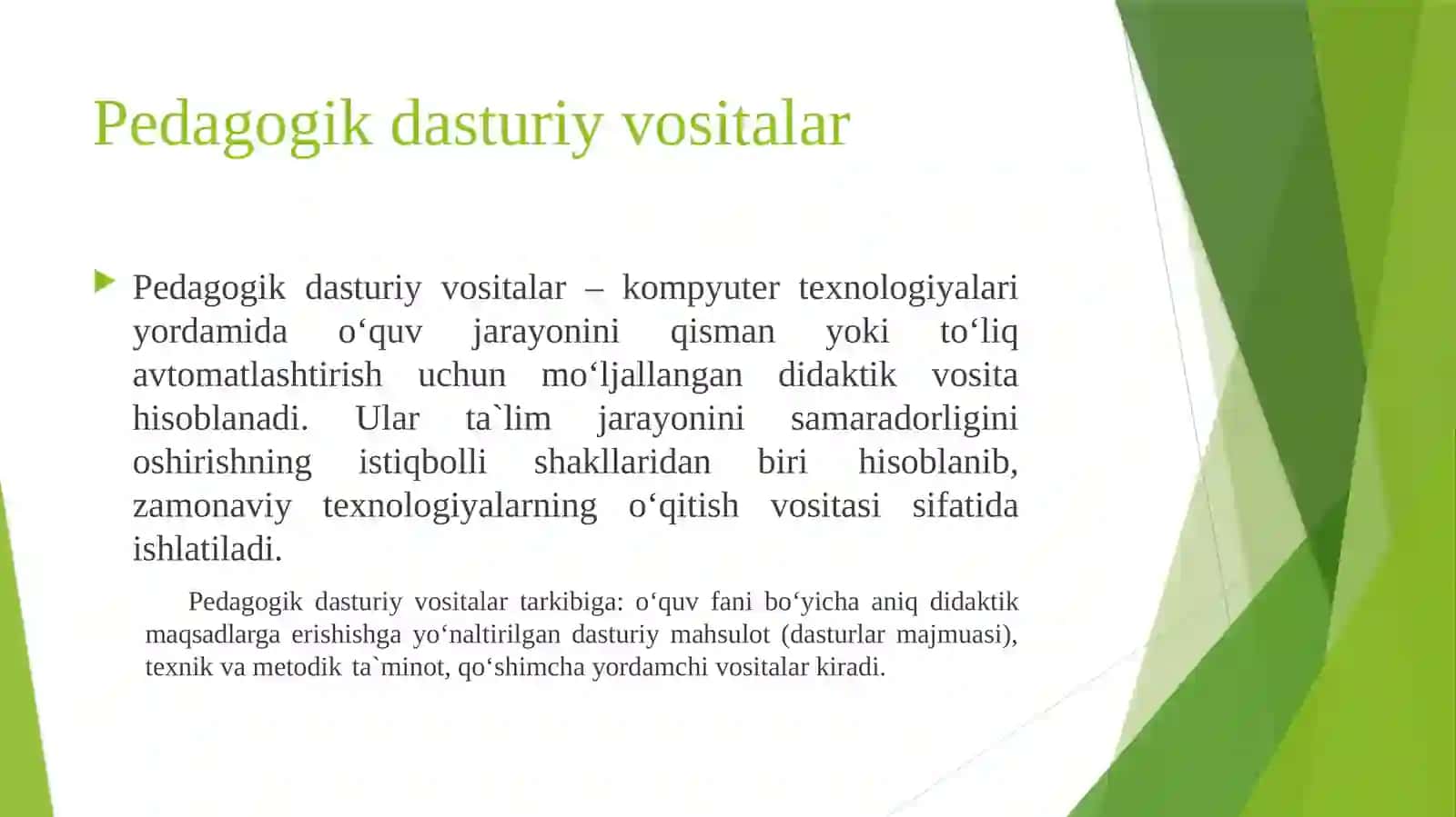 Pedagogik dasturiy vositalaryordamidabilimninazoratqiluvchivositalaryaratish 2