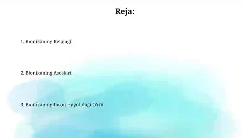 Bionika asoslari va uni inson hayotidagi o‘rni 2
