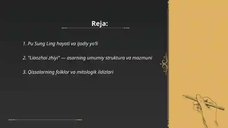 Pu Sung Ling 蒲松齡ijodi va uning qissalari badiiy tahlili 2