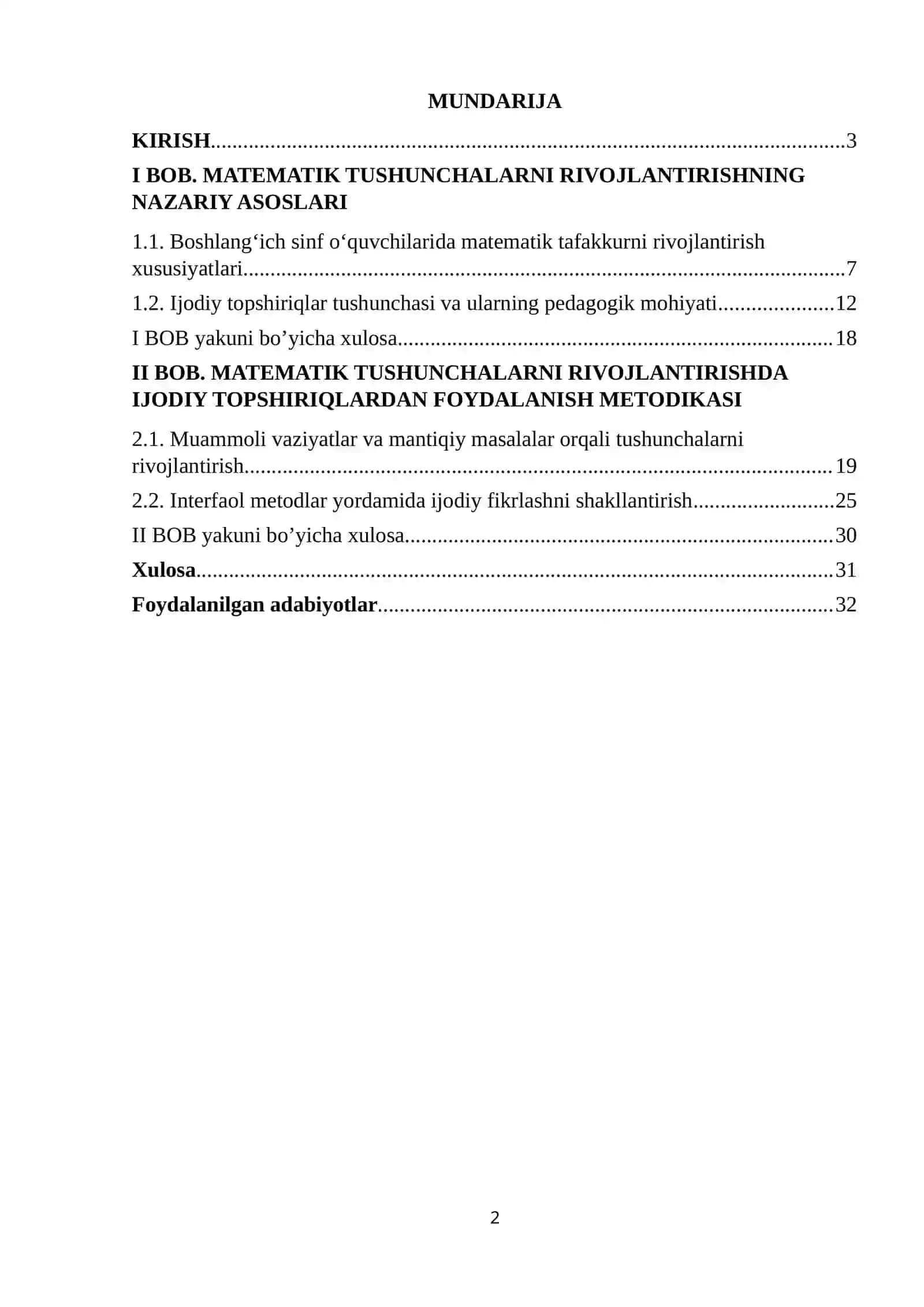 Matematik tushunchalarni rivojlantirishda ijodiy topshiriqlardan foydalanish 2