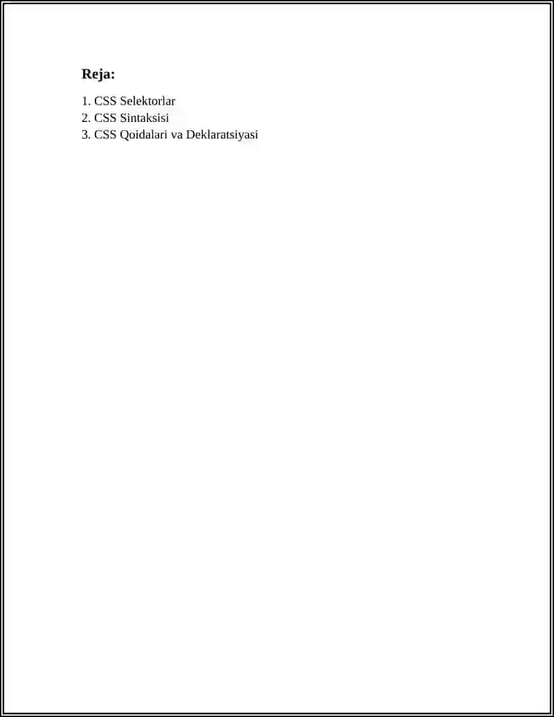 CSS SINTAKSISI,CSS QOIDALARI 2