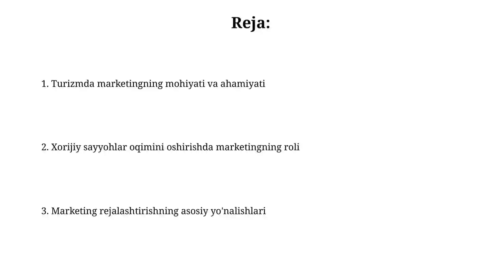 Marketing rejalashtirish asoslarini o'rganish 2
