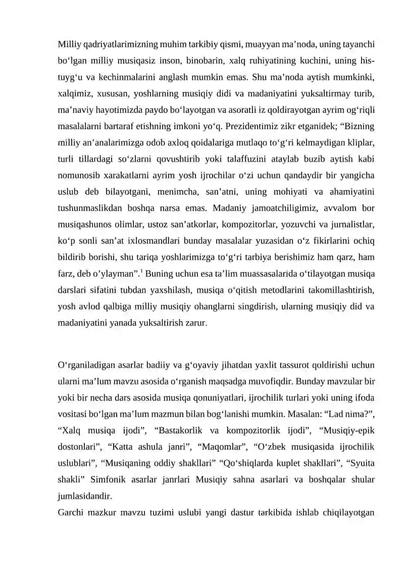 MUSIQA FAOLIYATINING TURLARIDA MUSIQA TINGLASHGA O'RGATISH 2
