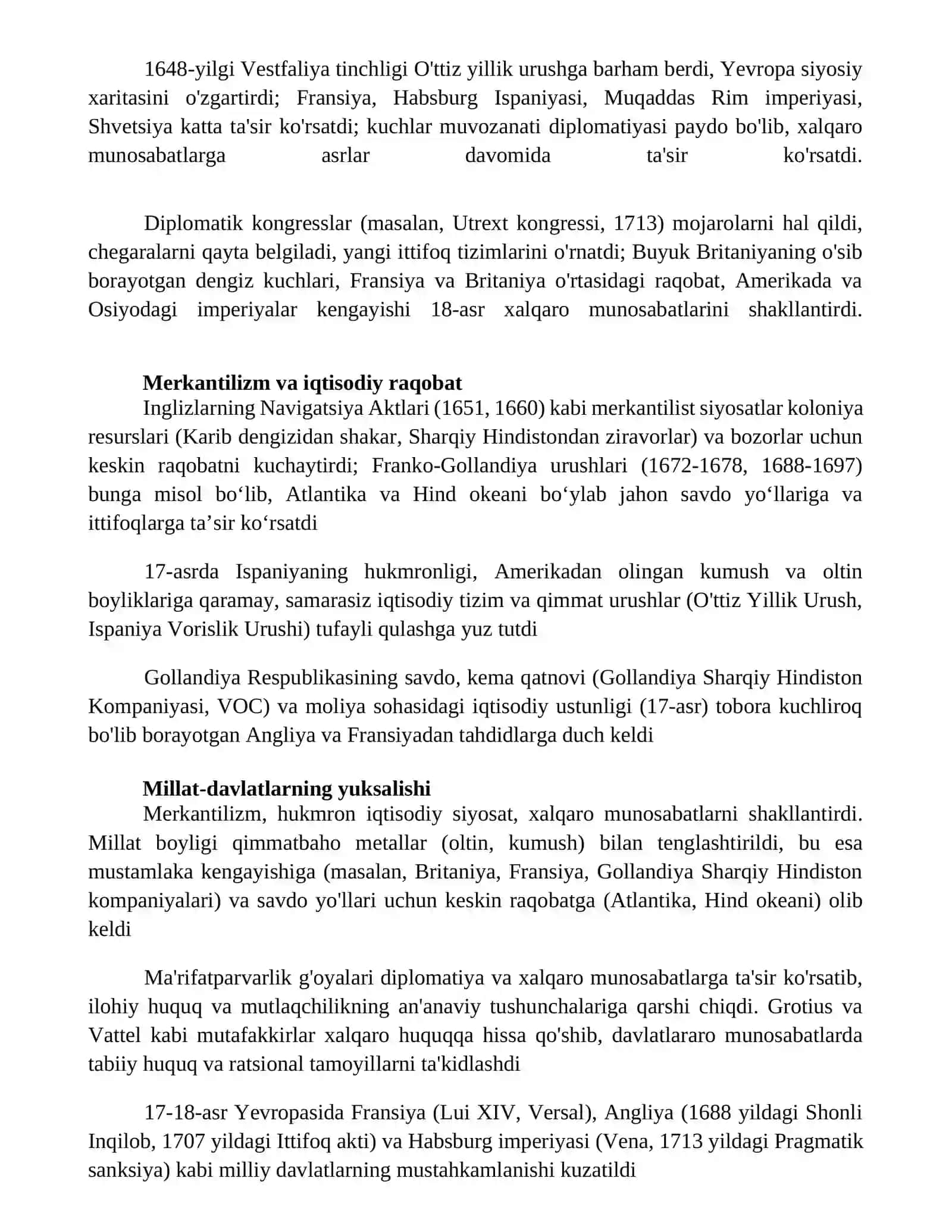 XVII-XVIII asrda Yevropada xalqaro munosabatlar va diplomatiya 2