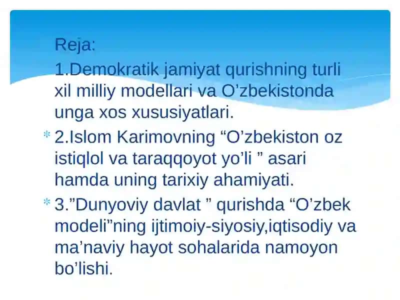 O'zbek Modeli Tushunchasi 2