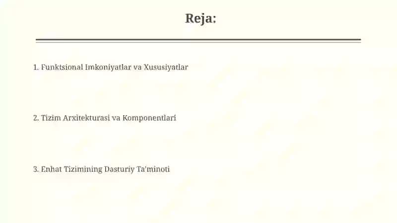 Enhat tizimining dasturiy ta’minoti 2