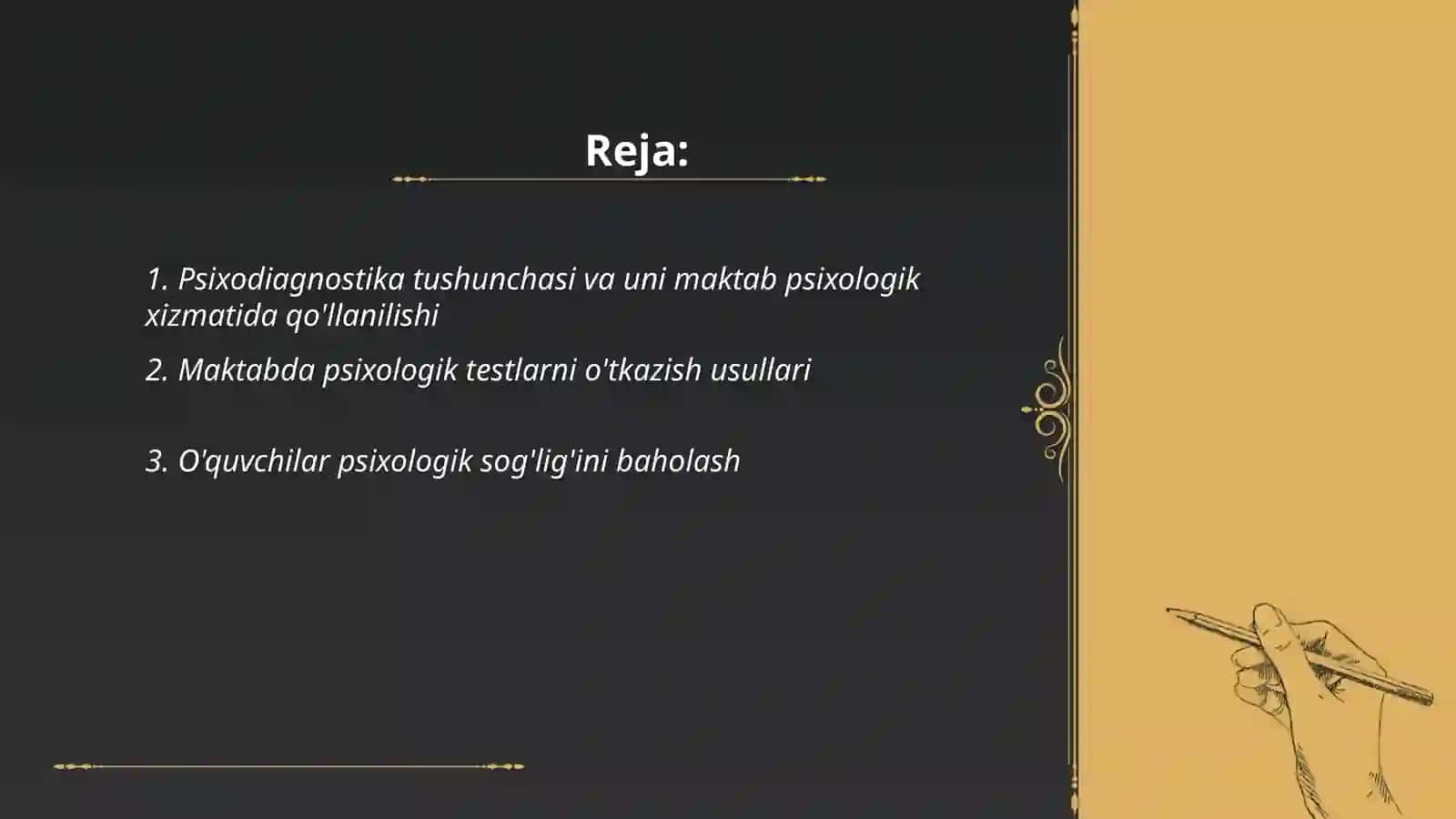 MAKTAB PSIXOLOGIK XIZMATIDA PSIXODIAGNOSTIKA 2