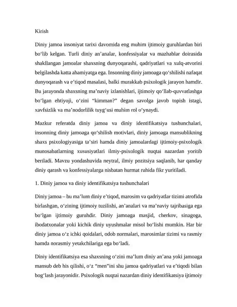 INSONNING DINIY JAMOAGA QO‘SHILISHI VA UNING PSIXOLOGIK TOMONLARI 2