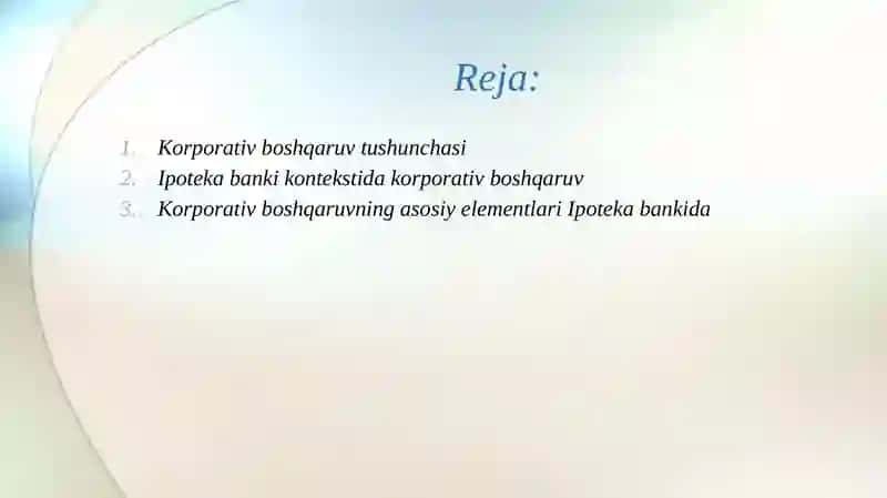 Ipoteka bankining korporativ boshqaruv tizimi. 2