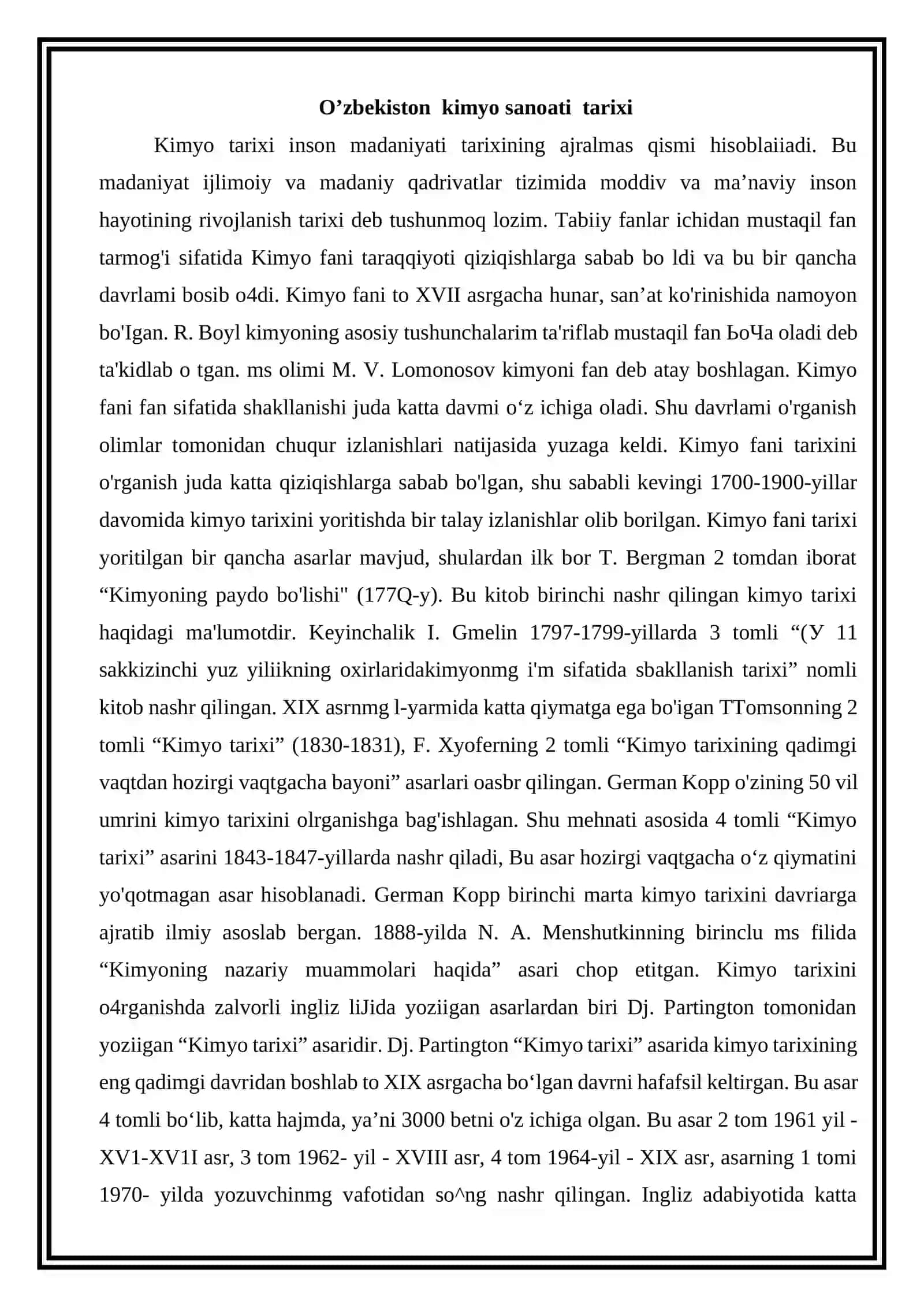O’zbekiston Respublikasida kimyo sanoatining rivojlanishi haqida 2