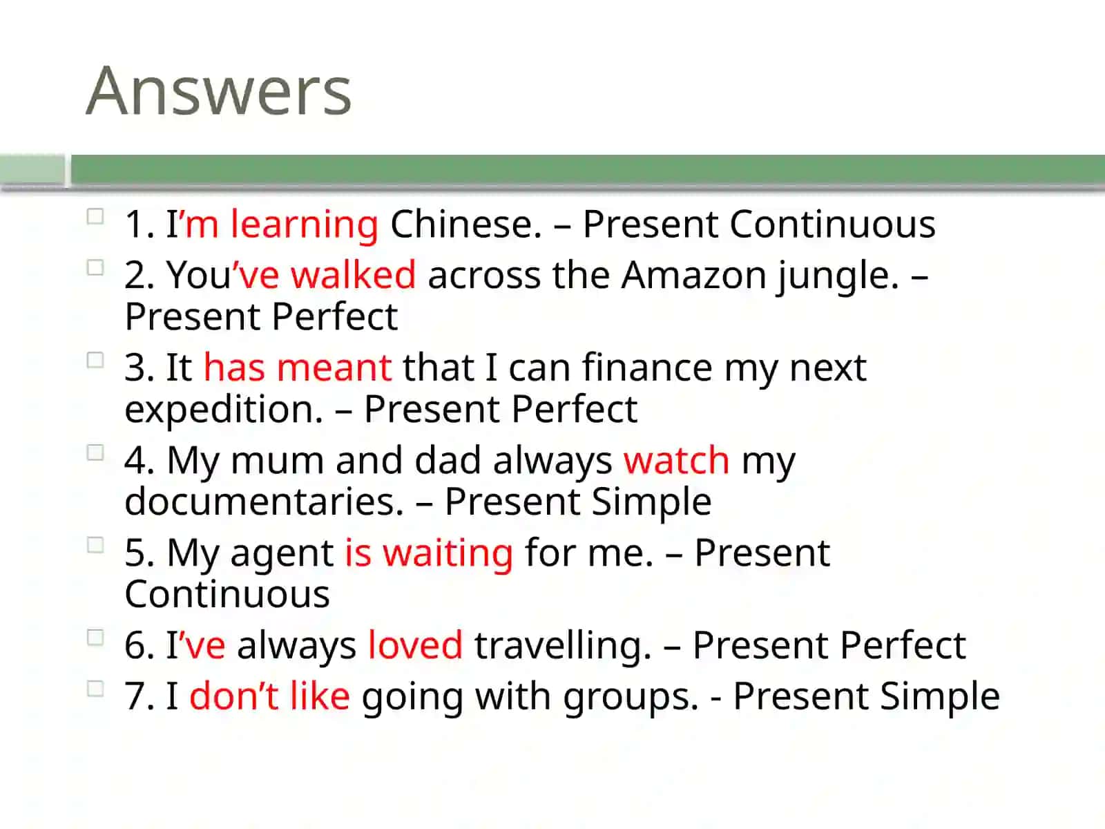 Present Tenses 2