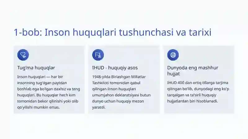 Inson huquqlari va erkinliklari: Asosiy qadriyatlar va himoya 2