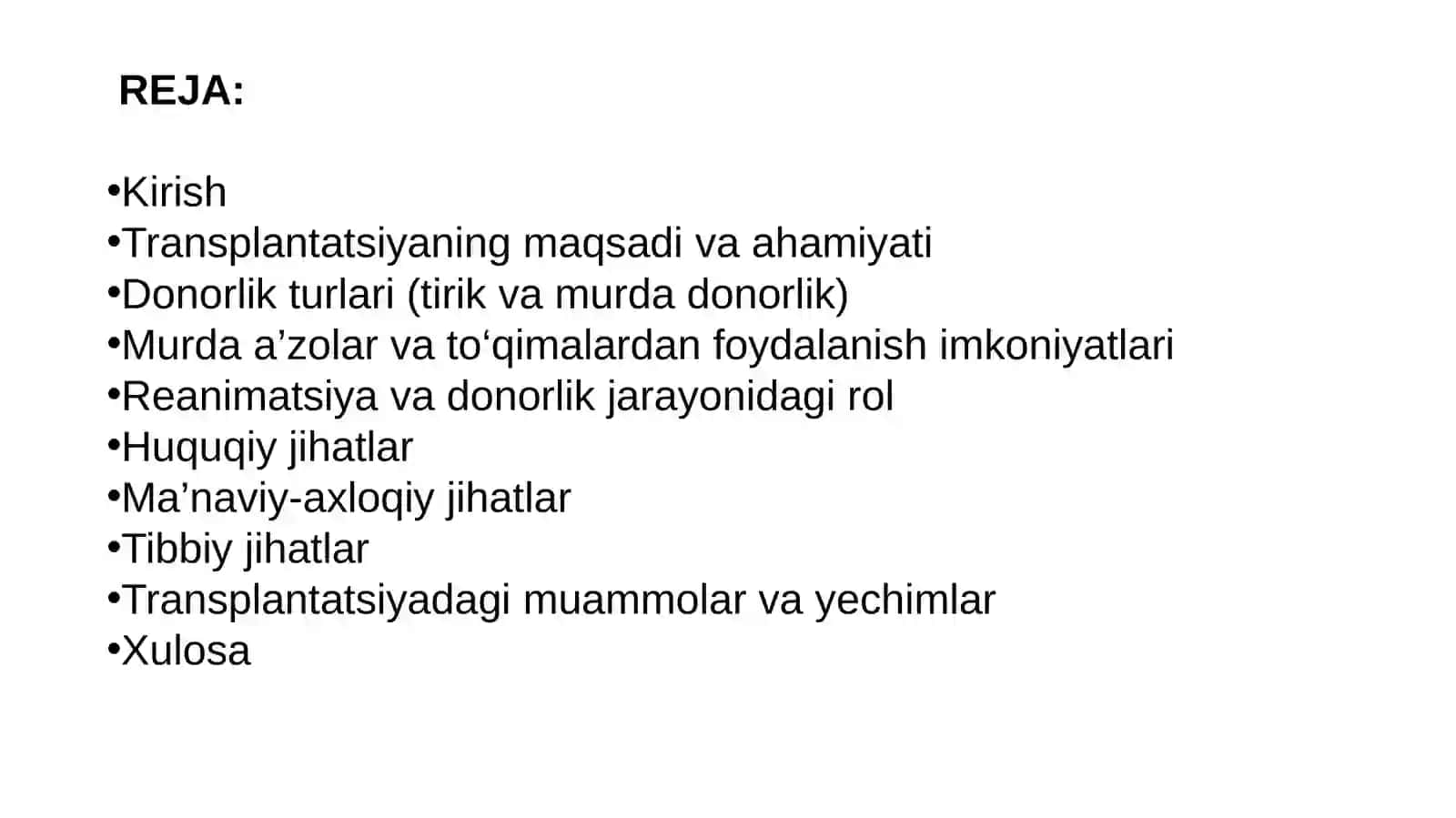 Murda a’zo va to‘qimalarning transplantatsiya maqsadida qo‘llanilishi 2