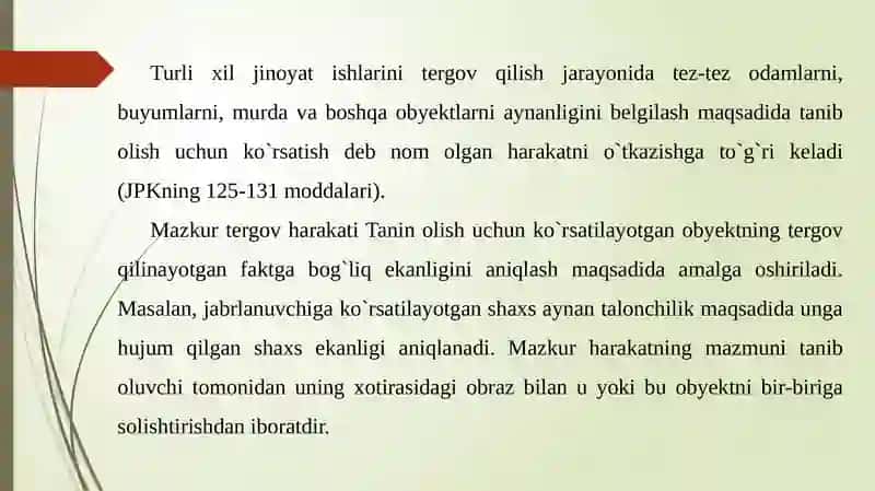 Tanibolish uchun ko'rsatish 2