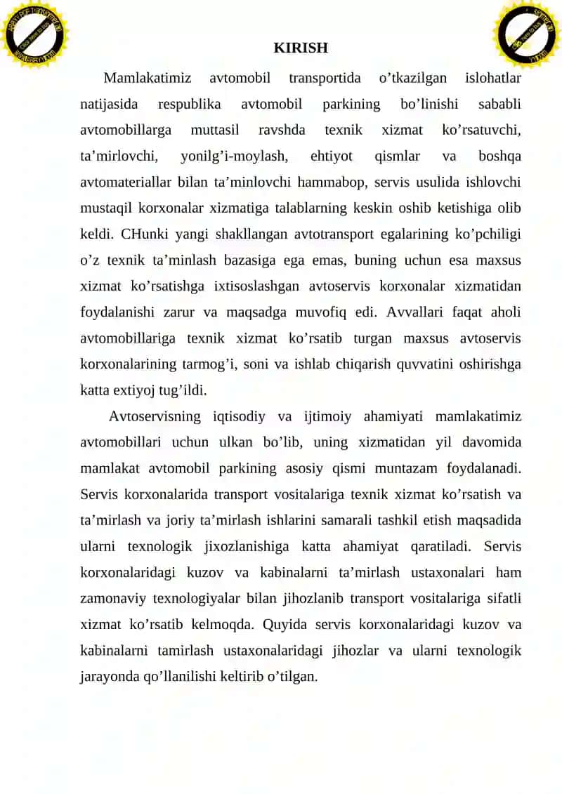 ZAMONAVIY AVTOMOBILLARNING KUZOV QISMIGA TXK 2