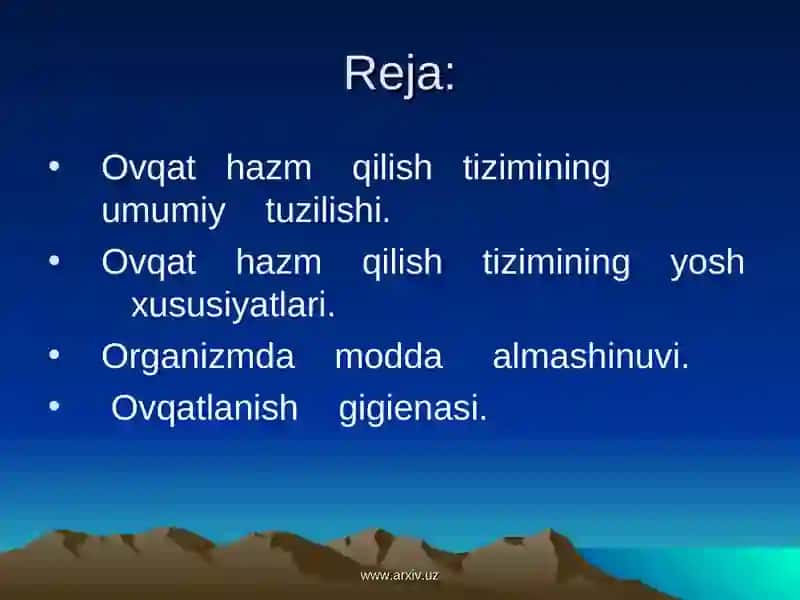 Ovqat hazm qilish tizimining yosh xususiyatlari va ovqatlanish gigiyenasi 2