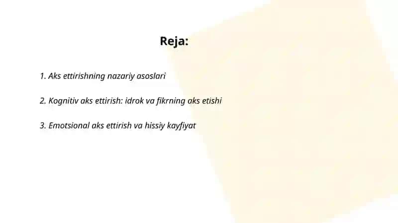 Psixologiyada aks ettirish 2
