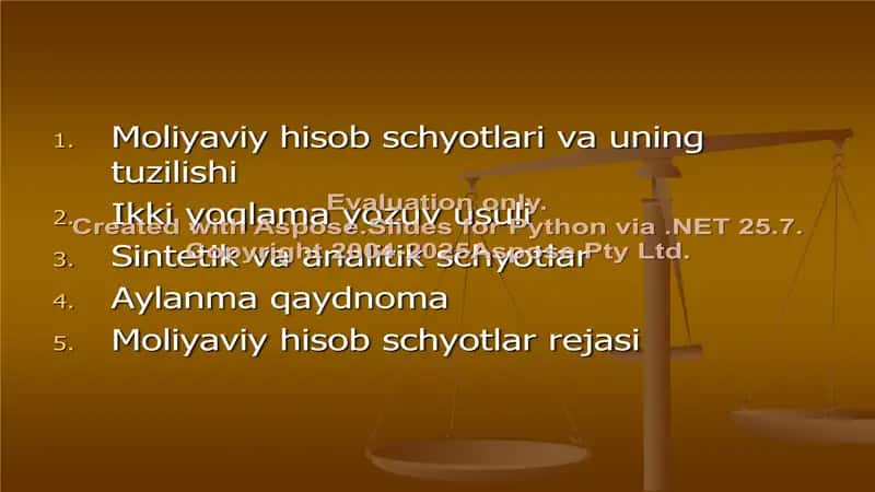 Moliyaviy hisob schyotlari va ikkiyoqlama yozuv 2