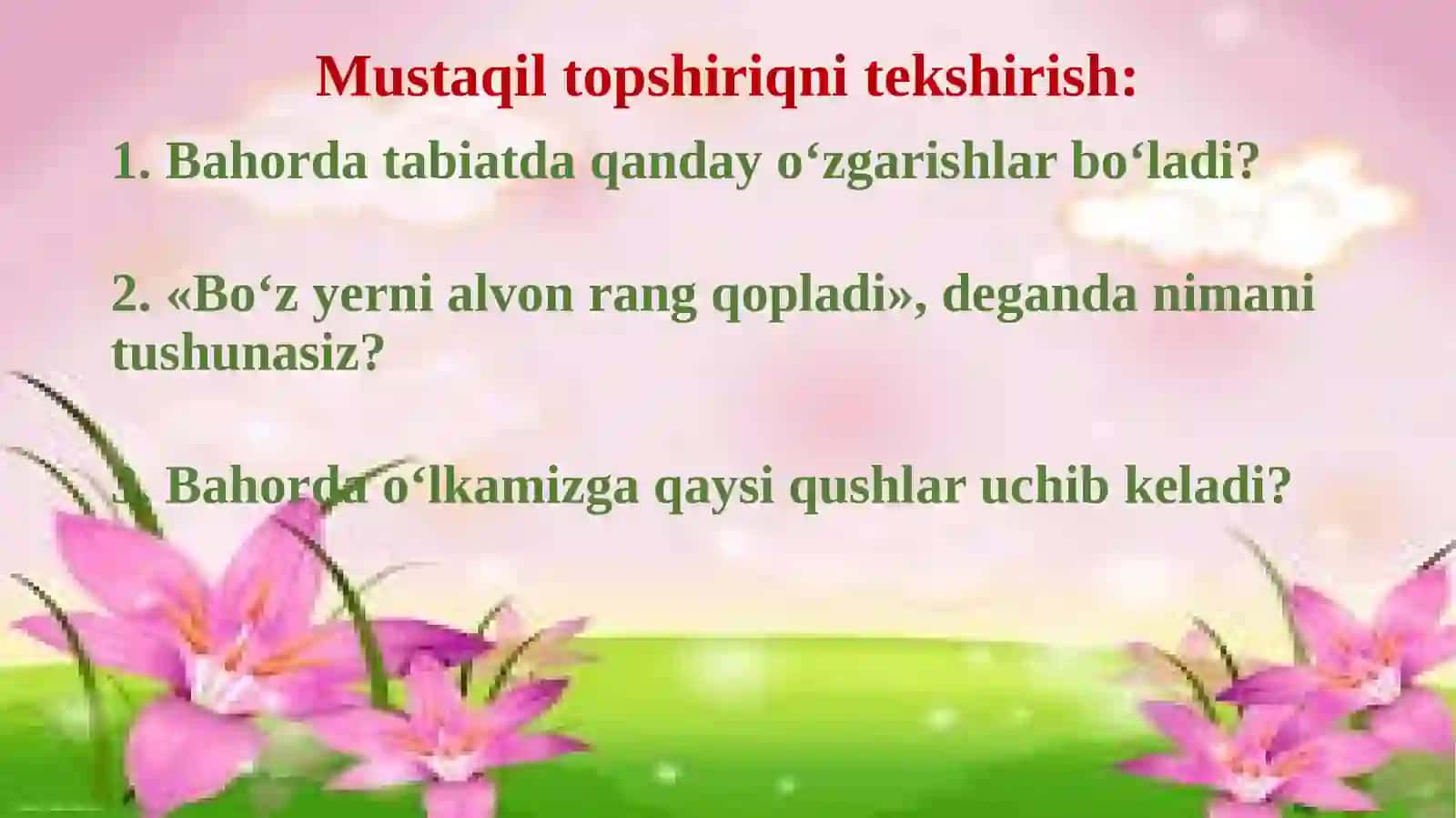 Bahorda tabiatda qanday o‘zgarishlar bo‘ladi? 2