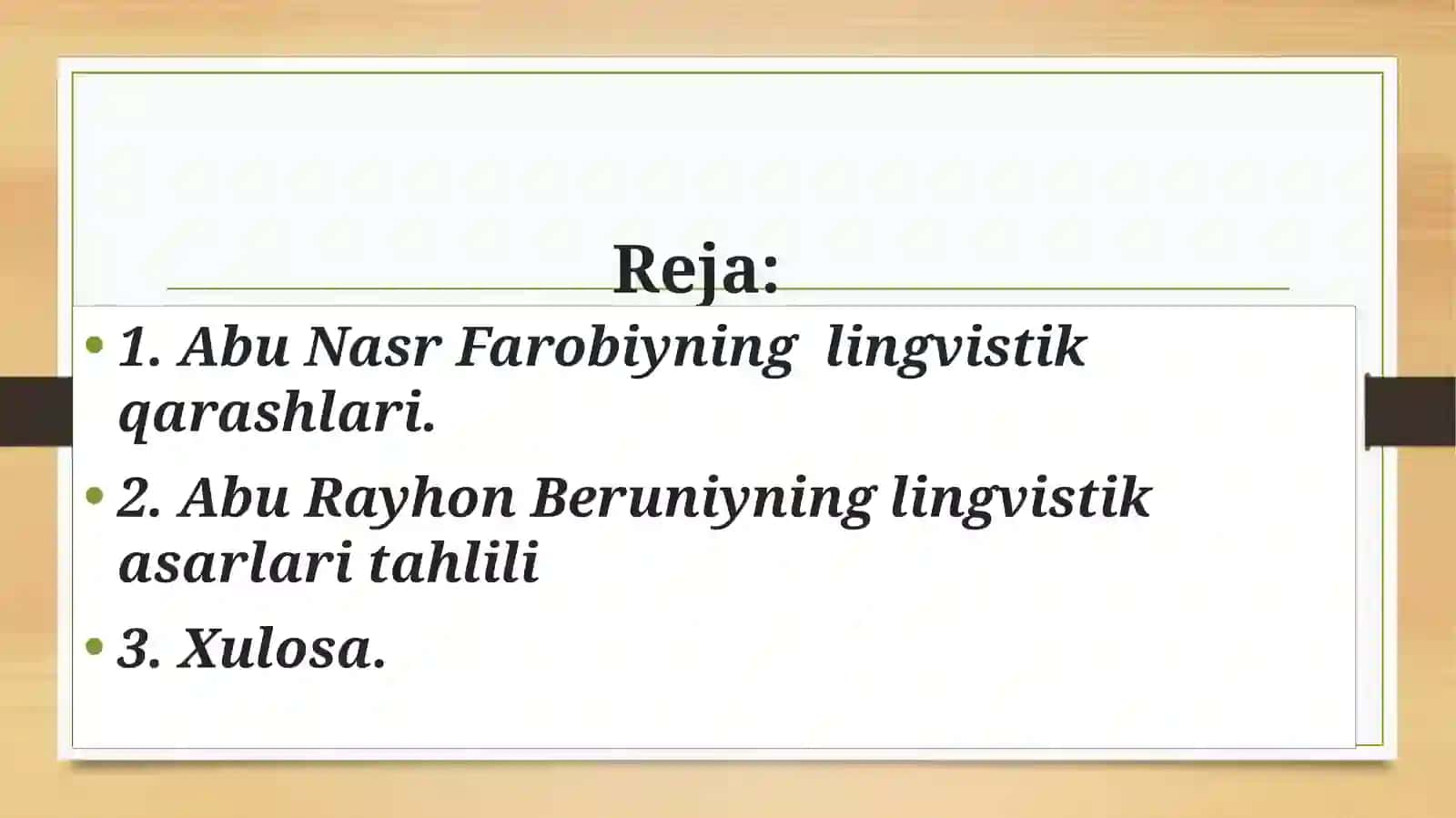 Abu  Nasr Farobiy va Abu Rayhon Beruniyning tilshunoslikka oid asarlari tahlili 2