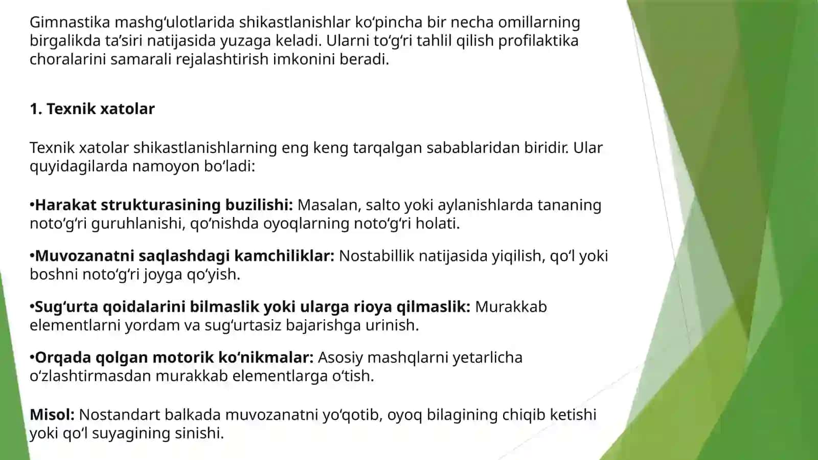 Gimnastika mashg‘ulotlarida shikastlanishni oldini olish 2