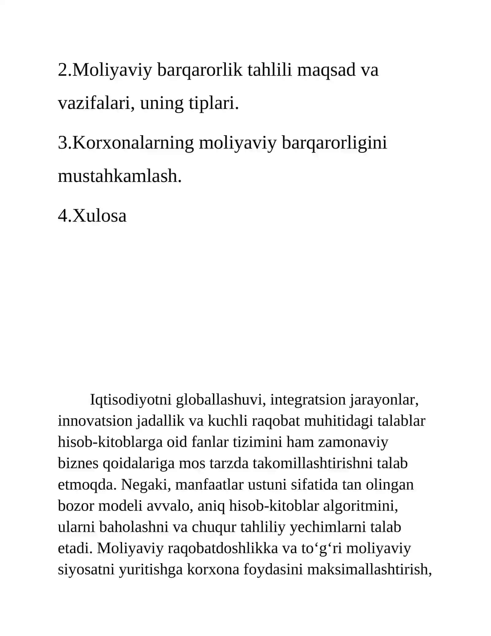 Moliyaviy barqarorlik tahlil 2