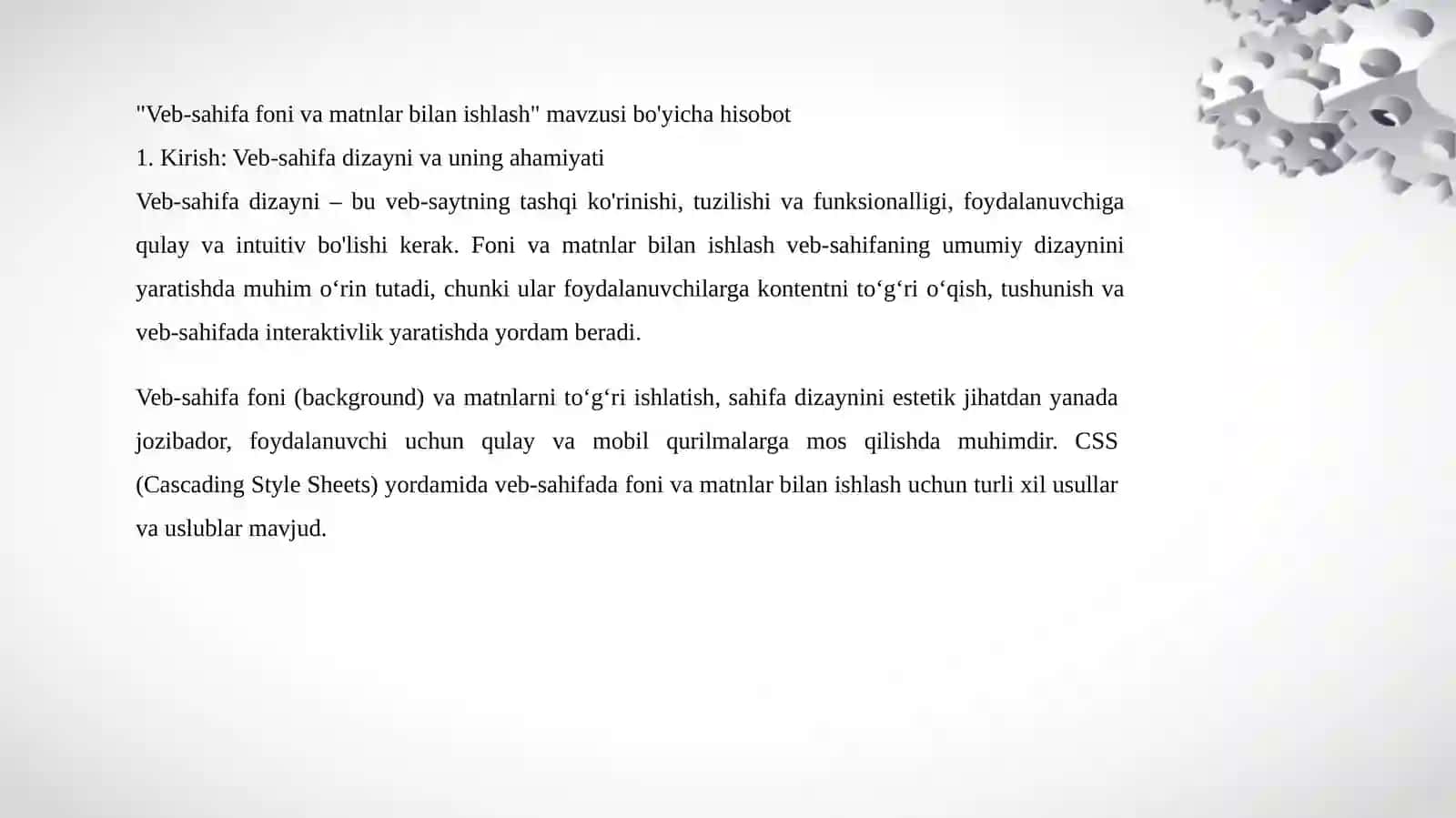 Veb-sahifa foni va matnlar bilan ishlash 2