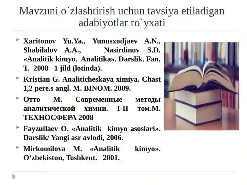 Moddalarni ajratish va konsentrlash usullari. Ekstraksiya va xromatografik usullarni analitik kimyoda qo’llanishi. 2