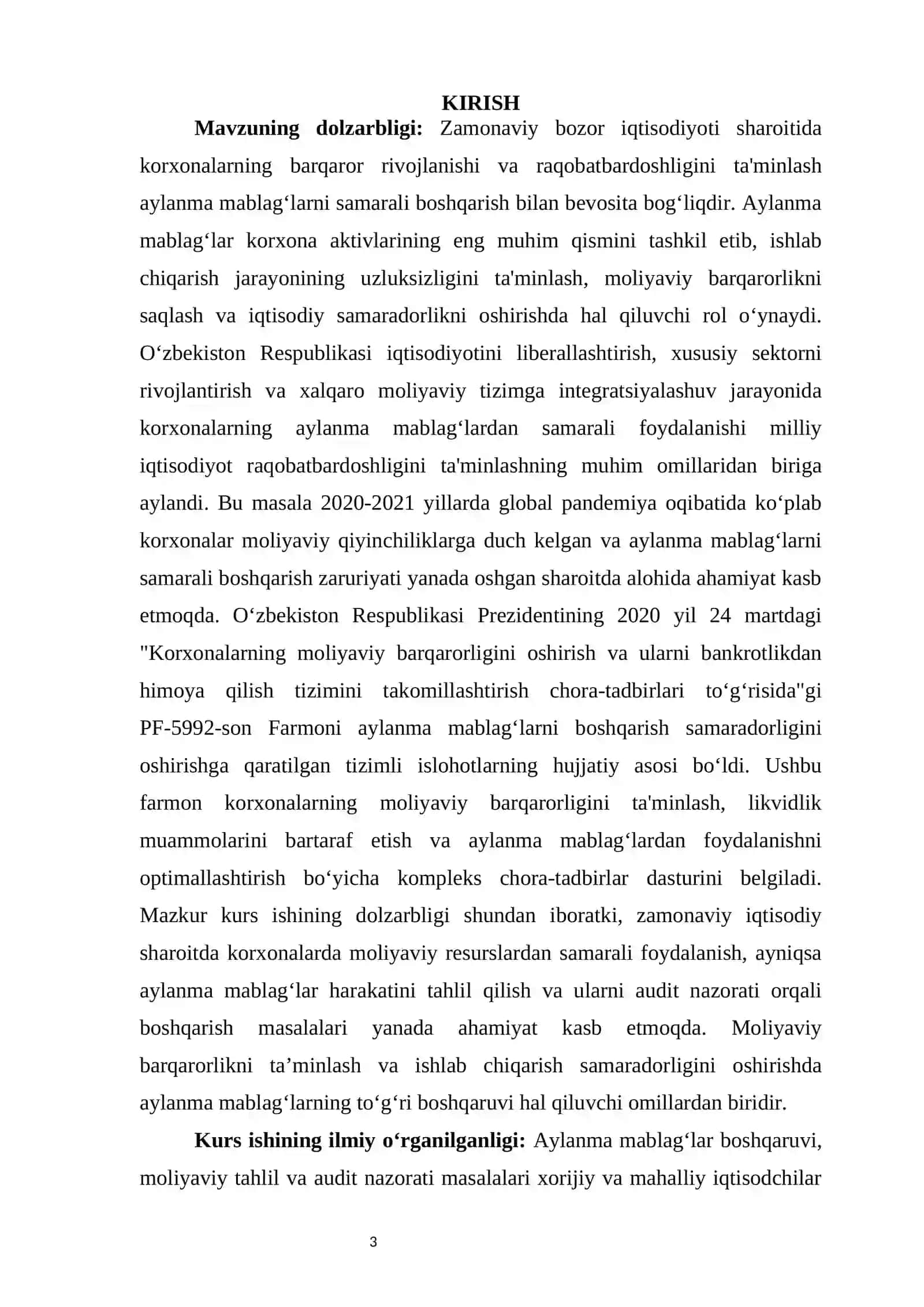 Korxonalarda aylanma mablag‘lar harakatining iqtisodiy tahlili va audit nazoratini tashkil etish 2