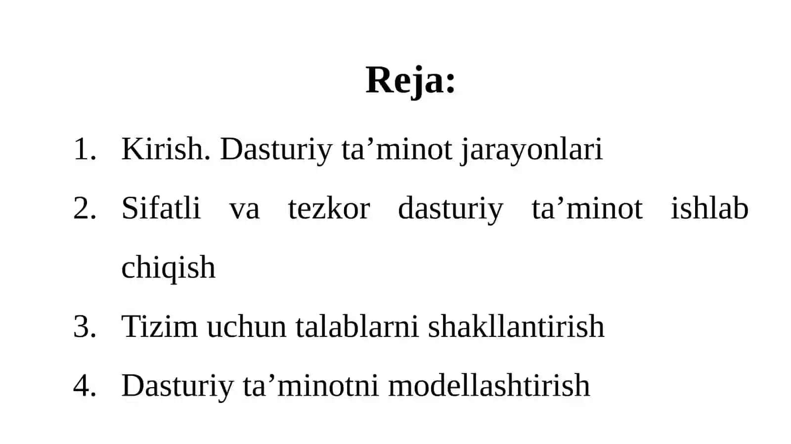 Dasturiy injiniringa kirish. Talablarni ishlab chiqish va modellashtirish 2
