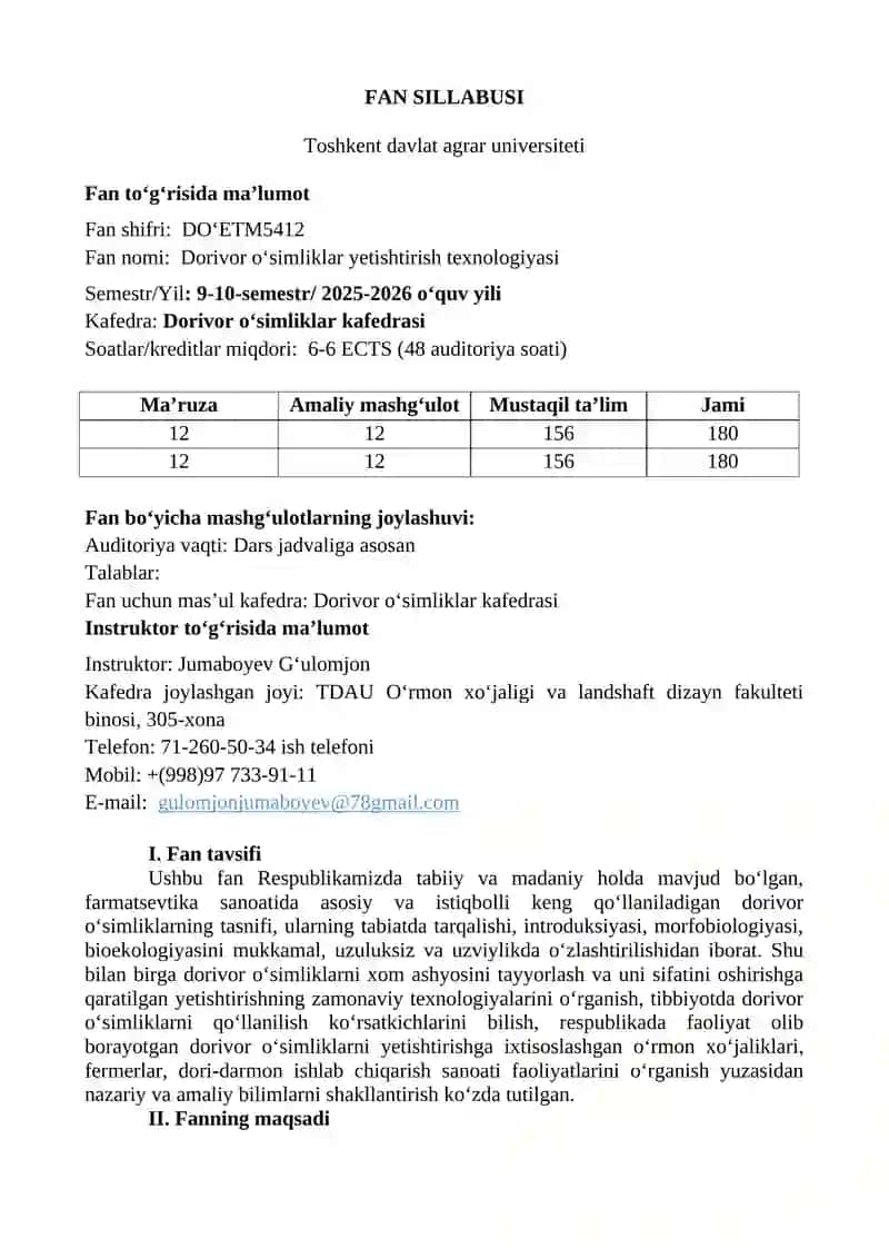 Dorivor oʻsimliklar yetishtirish texnologiyasi 2