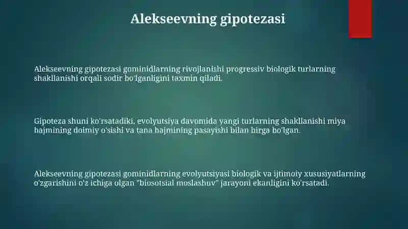 Antropogenezda Inson Evolutsion Mexanizmining Gipotezasi (V.P.Alekseev) 2