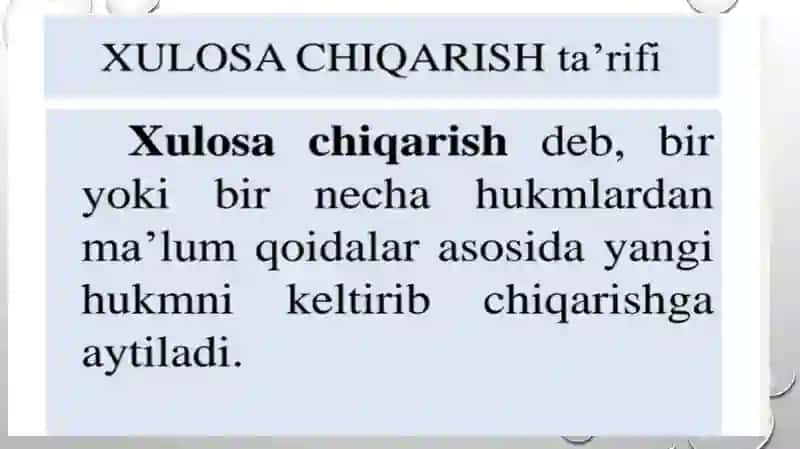 Xulosachiqarishning umumiy mantiqiy tavsifi 2
