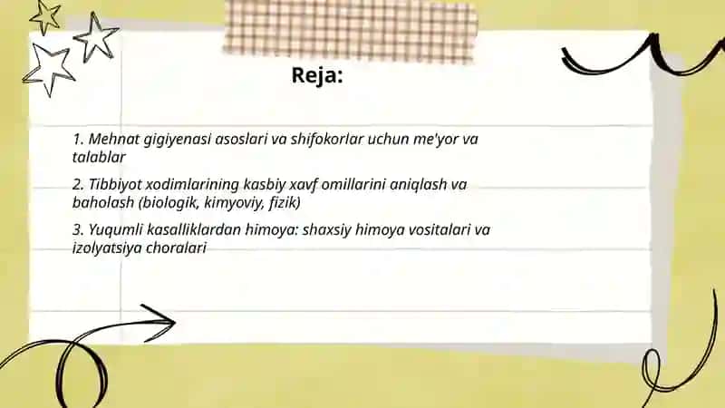 Mehnat gigiyenasi asoslari va shifokorlar 2