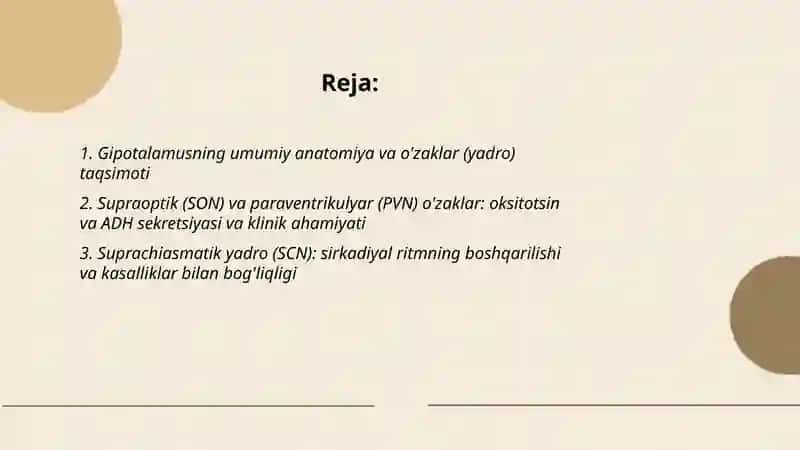 Gipotalamus o'zaklari va ularning klinik ahamiyati 2
