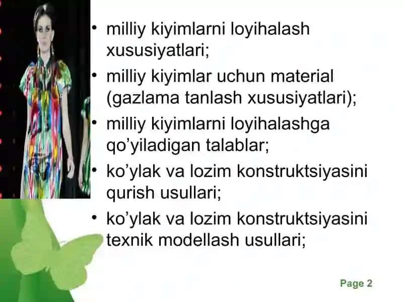Ayollar milliy ko’ylagini loyihalash 2