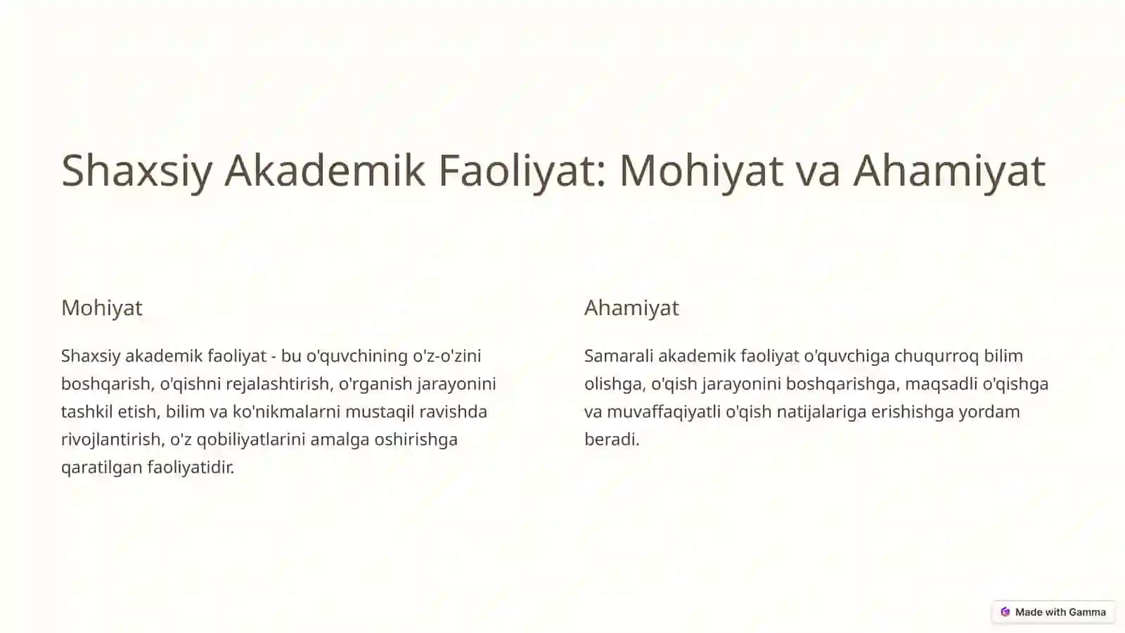 Shaxsiy Akademik Faoliyat: Muvaffaqiyatga Erishish Yo'li 2