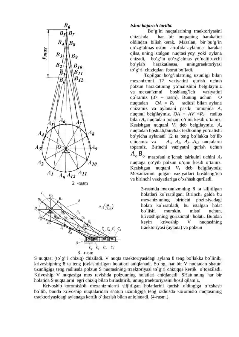 Tajriba №1. Mexanizm vaziyatlar sxemasini chizish 2