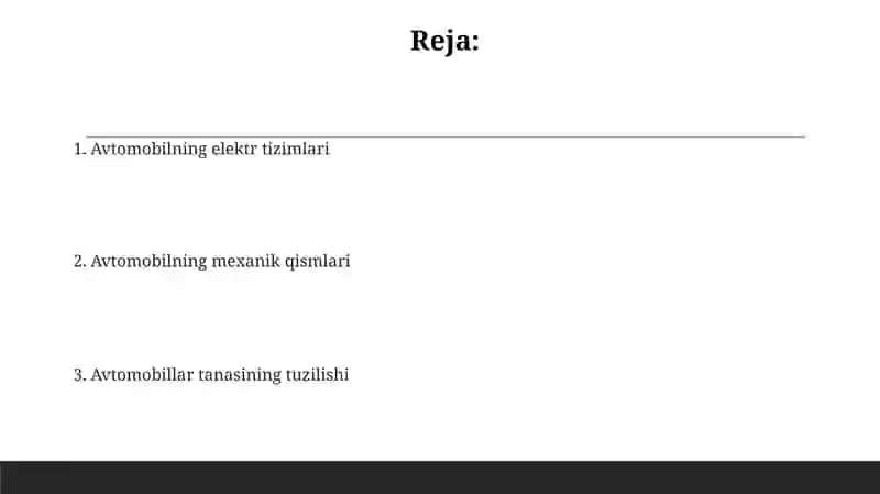 Avtomobillarning umumiy tuzilishi 2