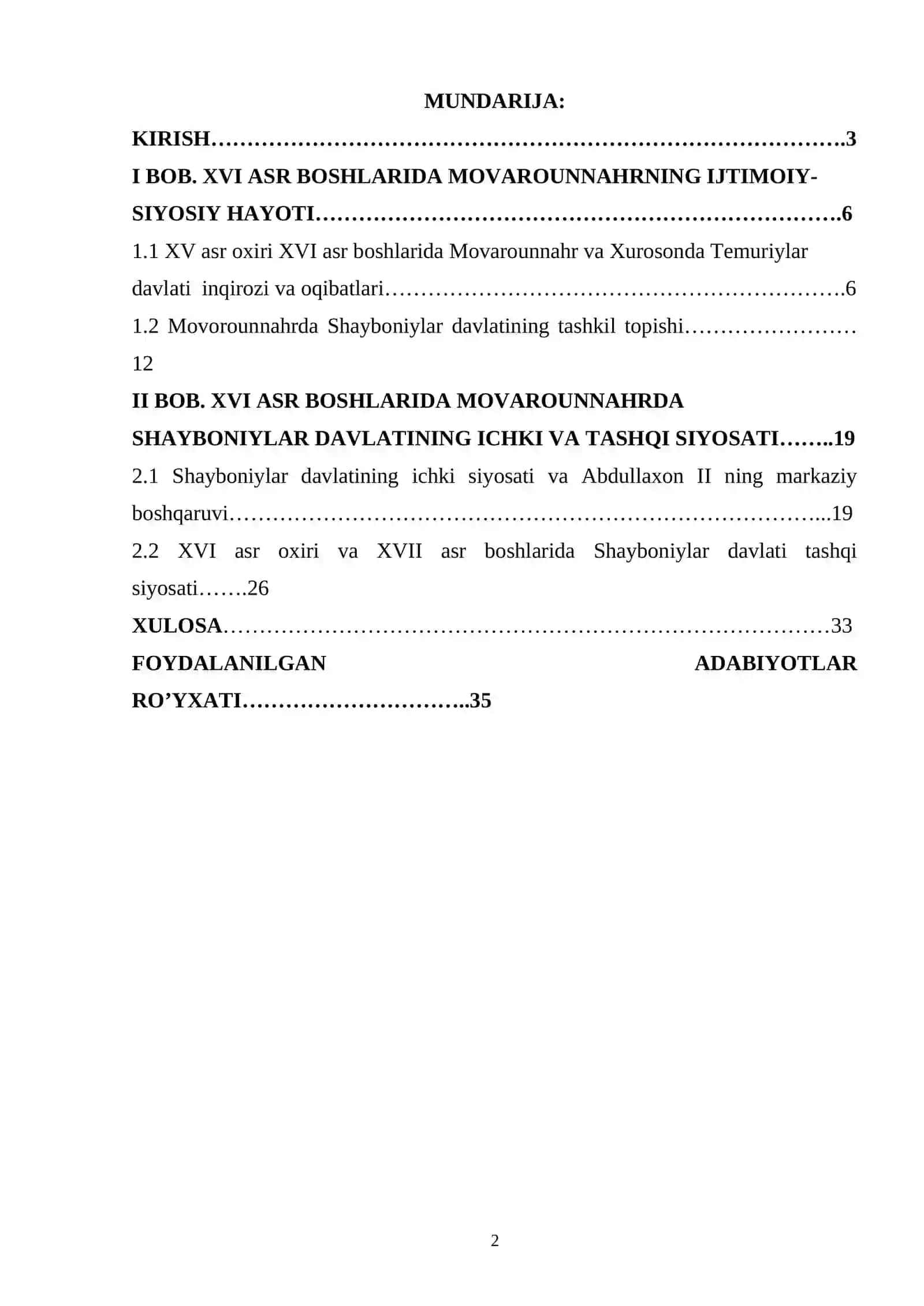 XVI asrda Movarounnahr siyosiy vaziyati 2