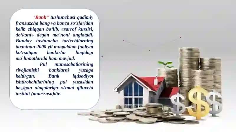 Banklar, bank tizimi va ularning mamlakat iqtiosdiyotini rivojlantirishdagi o'rni 2