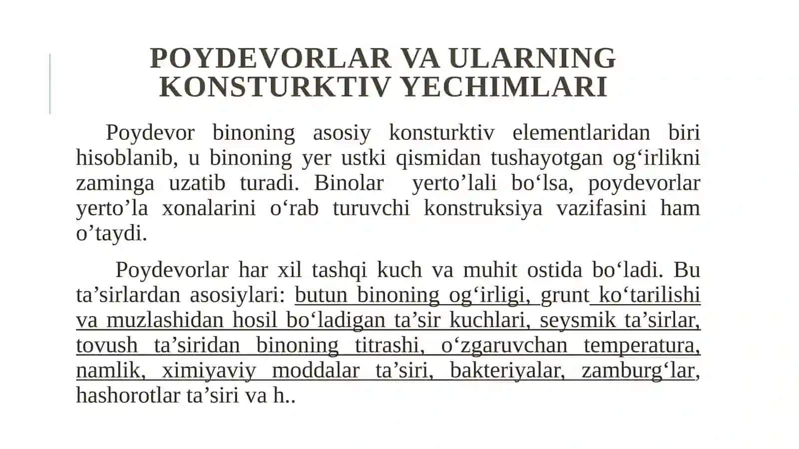 Poydevorlar va ularning konsturktiv yechimlari 2