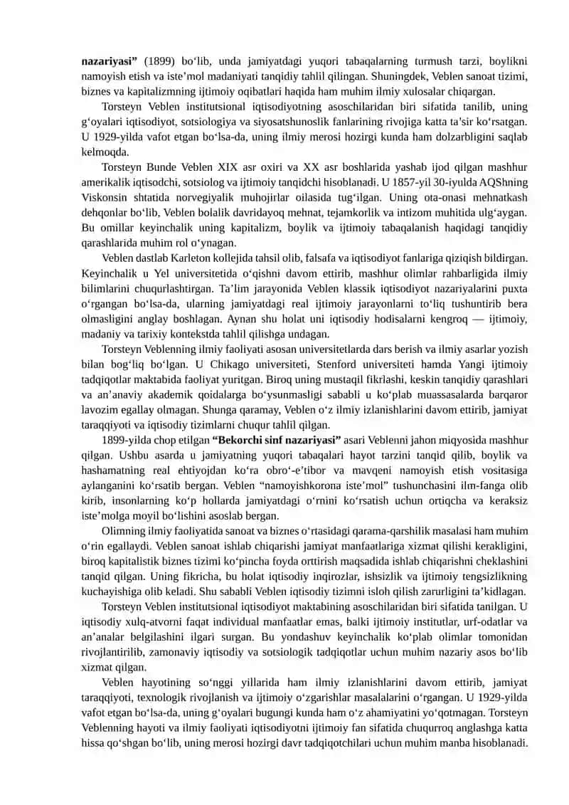 Torsteyn Veblenning konsepsiyasi 2