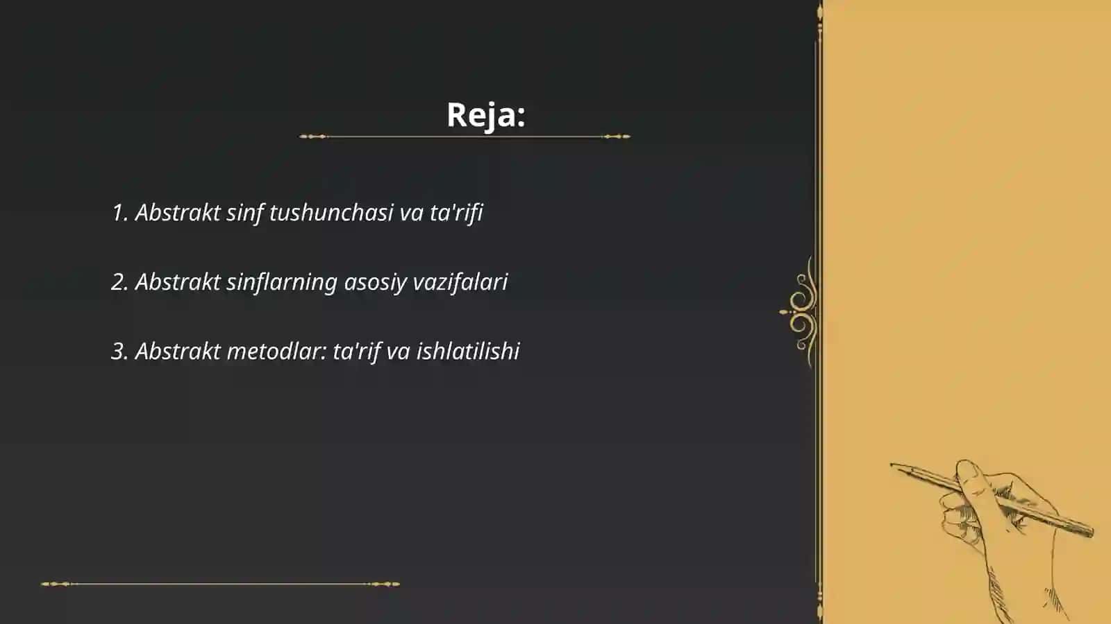 Abstrakt sinflar: vazifasi va qoʻllanilishi 2