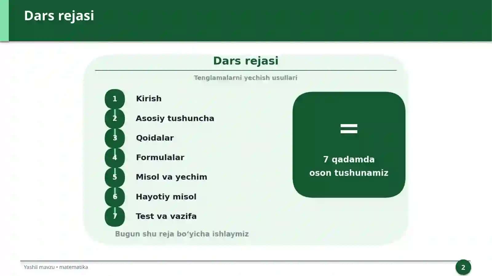 Tenglamalarni yechish usullari 2
