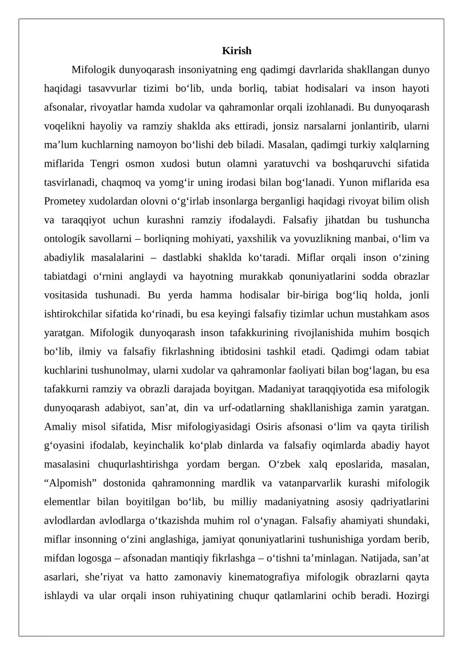 Mifologik dunyoqarashning falsafiy ahamiyati 2