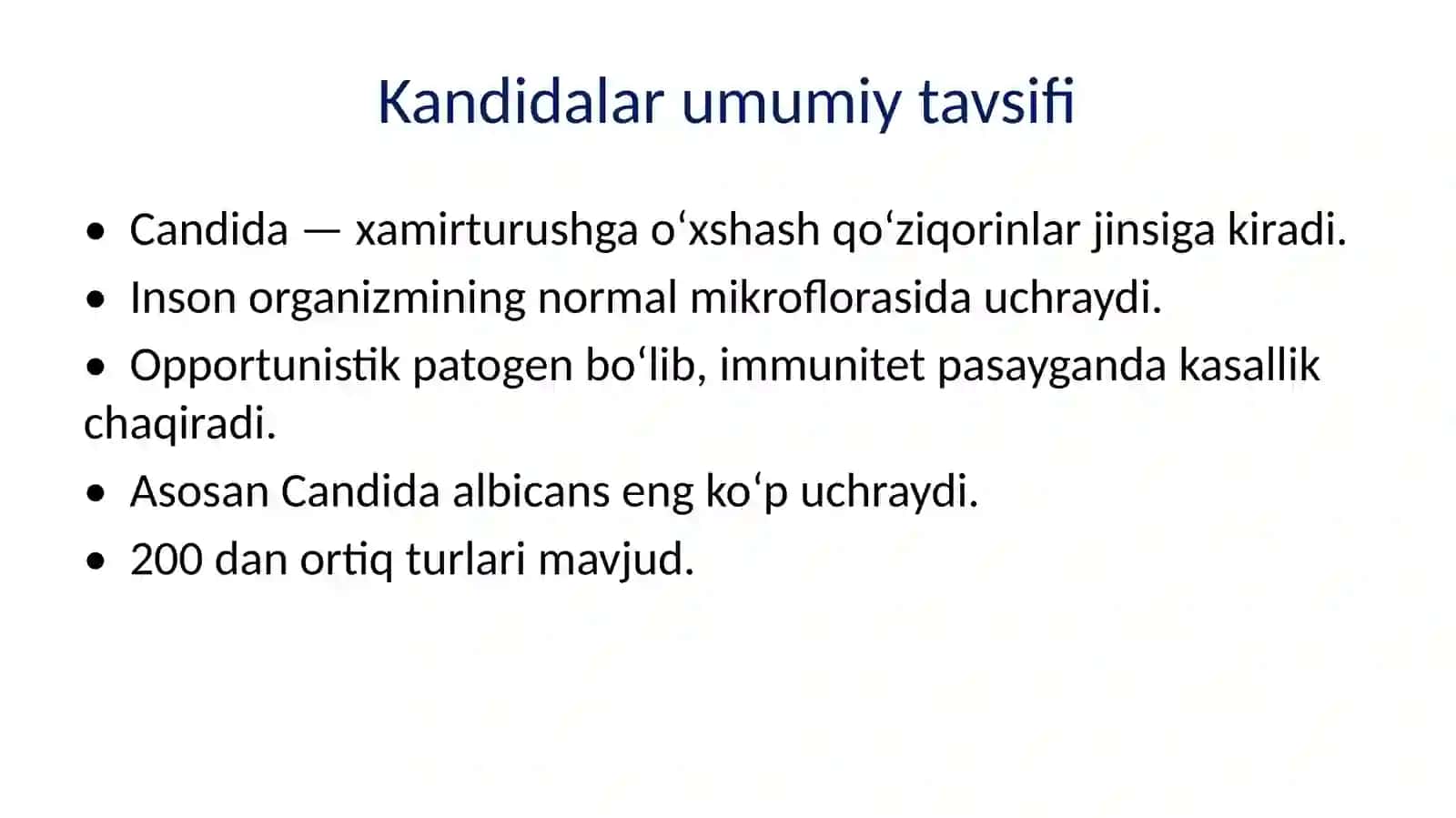 Kandidalar: Morfologiya, Strukturasi, Tarqalishi, Kasalliklari va Diagnostikasi 2
