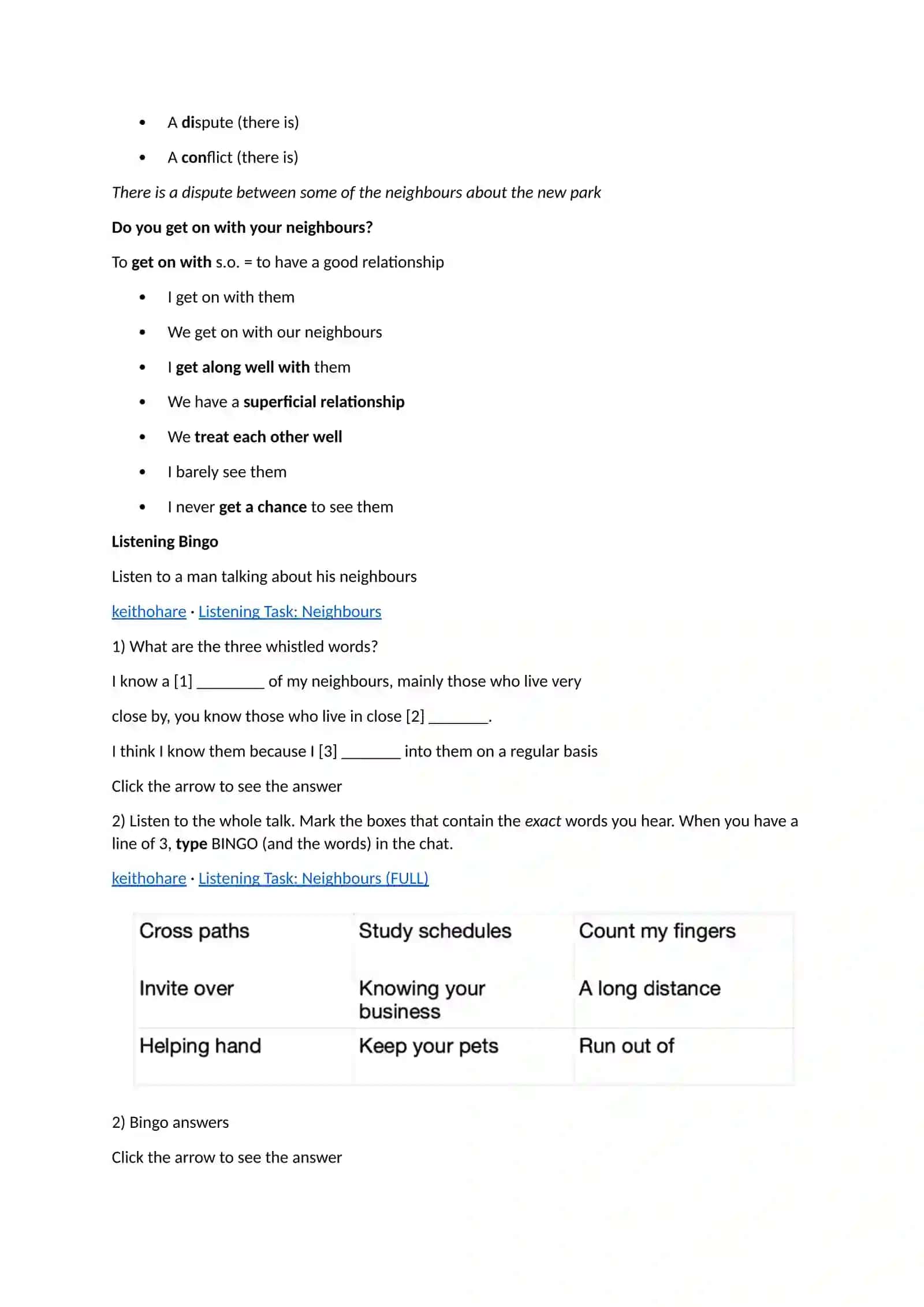 IELTS Speaking Vocabulary: Neighbours 2