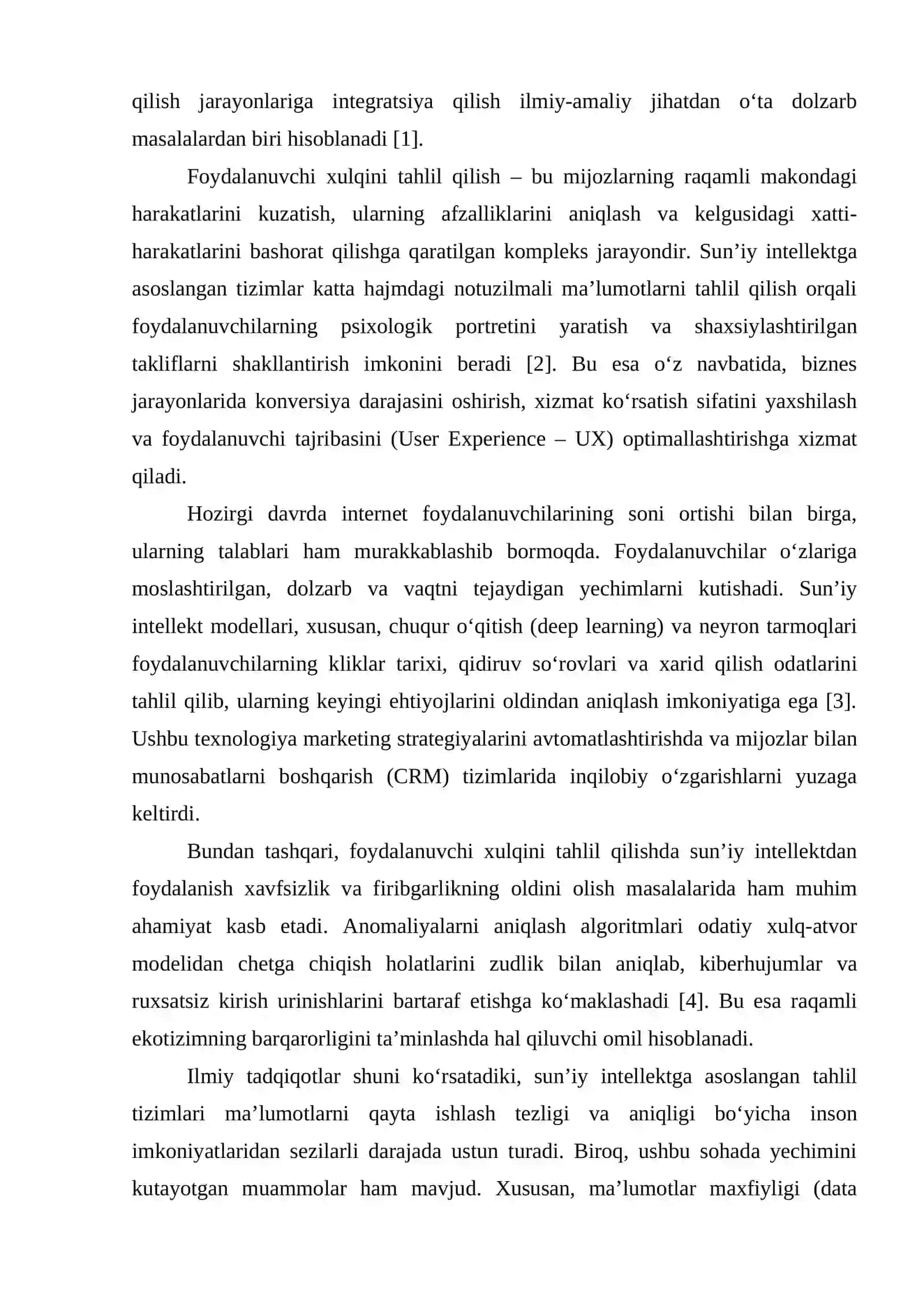 SUNIY INTELLEKT ASOSIDA FOYDALANUVCHI XULQINI TAHLIL QILISH 2