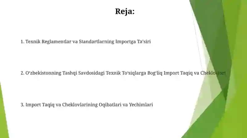 Import Taqiq va Cheklovlar 2